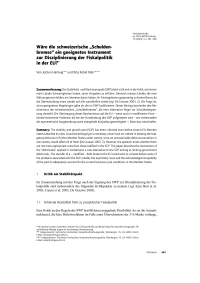 Wäre die schweizerische “Schuldenbremse“ ein geeignetes Instrument zur Disziplinierung der Fiskalpolitik in der EU?