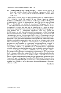 Ulrich Schmidt/Viktoria Trenkle (Bearb.): J. F. Böhmer, Regesta Imperii, IV. Lothar III. und ältere Staufer, Vierte Abteilung: Papstregesten 1124 – 1198, Teil 4: 1181 – 1198, Lieferung 6: 1195 – 1198 Cölestin III.