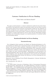 Customer Satisfaction in Private Banking