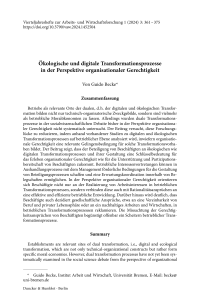 Ökologische und digitale Transformationsprozesse in der Perspektive organisationaler Gerechtigkeit