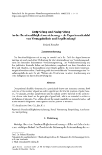 Erstprüfung und Nachprüfung in der Berufsunfähigkeitsversicherung – ein Experimentierfeld von Vertragsfreiheit und Regelbindung?