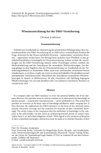 Wissenszurechnung bei der D&O-Versicherung