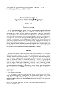 Beweisvereinbarungen in Allgemeinen Versicherungsbedingungen