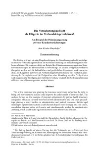 Die Versicherungsaufsicht als Klägerin im Verbandsklageverfahren?