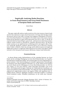Empirically Analyzing Market Reactions to Green Bond Issuances and Green Bond Disclosures of European Banks and Insurers
