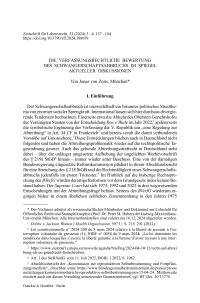Die verfassungsrechtliche Bewertung des Schwangerschaftsabbruchs im Spiegel aktueller Diskussionen