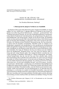 Wann ist die Tötung von (depressiven) Suizidwilligen strafbar?