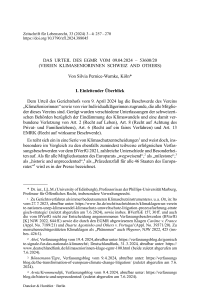 Das Urteil des EGMR vom 09.04.2024 – 53600/20 (Verein KlimaSeniorinnen Schweiz and Others)