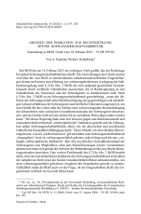 Grenzen der Indikation zur Rechtfertigung später Schwangerschaftsabbrüche