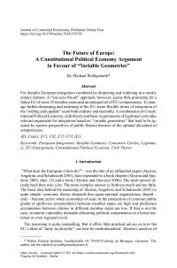 The Future of Europe: A Constitutional Political Economy Argument in Favour of “Variable Geometries”