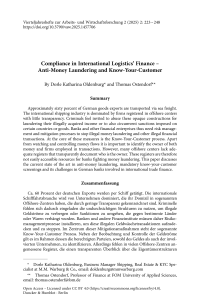 Compliance in International Logistics’ Finance – Anti-Money Laundering and Know-Your-Customer
