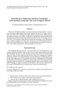 From Bitcoin to Stablecoins and their Contribution to the Monetary Landscape: The Case of Lugano’s Plan ₿