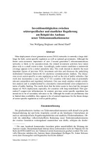 Investitionstätigkeiten zwischen sektorspezifischer und staatlicher Regulierung am Beispiel des Ausbaus neuer Telekommunikationsnetze