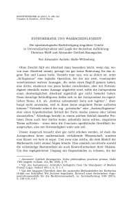 Enthymematik und Wahrscheinlichkeit. Die epistemologische Rechtfertigung singulärer Urteile in Universaljurisprudenz und Logik der deutschen Aufklärung: Christian Wolff und Alexander Gottlieb Baumgarten