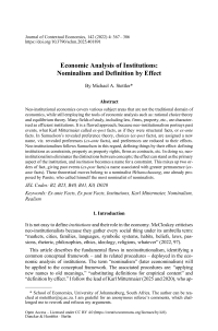 Economic Analysis of Institutions: Nominalism and Definition by Effect
