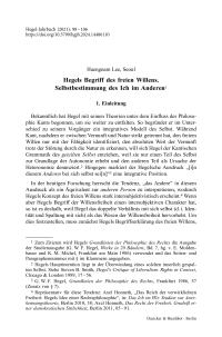 Hegels Begriff des freien Willens. Selbstbestimmung des Ich im Anderen