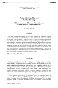Productivity Signalling and Further Training. Evidence on Absence Behaviour, Presenteeism and Overtime Hours of German Employees