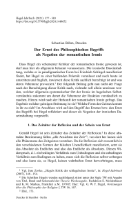 Der Ernst des Philosophischen Begriffs als Negation der romantischen Ironie