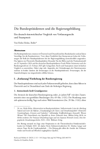 Die Bundespräsidenten und die Regierungsbildung