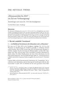 „Klimaneutralität bis 2045“ – ein Ziel mit Verfassungsrang?