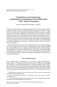 Introduction to the Special Issue Celebrating the Contributions of Karl Mittermaier (1938 – 2016) to Economics