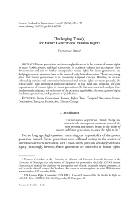 Challenging Time(s) for Future Generations’ Human Rights