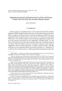 Exploring Investment Arbitration Issues in Front of German Courts: How Far Does the Komstroy Shadow Reach?