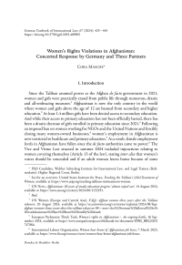 Women’s Rights Violations in Afghanistan: Concerted Response by Germany and Three Partners