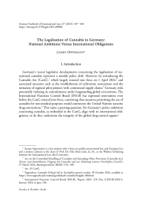 The Legalisation of Cannabis in Germany: National Ambitions Versus International Obligations