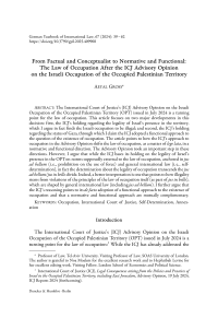 From Factual and Conceptualist to Normative and Functional: The Law of Occupation After the ICJ Advisory Opinion on the Israeli Occupation of the Occupied Palestinian Territory