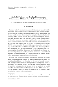 Kimball's Prudence and Two-Fund Separation as Determinants of Mutual Fund Performance Evaluation