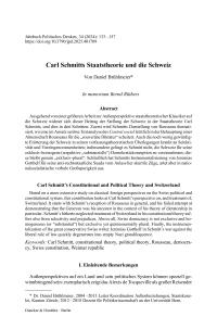 Carl Schmitts Staatstheorie und die Schweiz