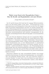 Markt versus Staat in der Europäischen Union – Eine für Kredit- und Kapitalmärkte relevante Debatte
