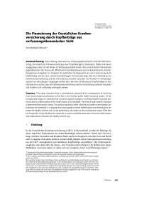 Die Finanzierung der Gesetzlichen Krankenversicherung durch Kopfbeiträge aus verfassungsökonomischer Sicht