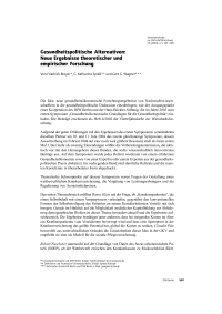 Gesundheitspolitische Alternativen: Neue Ergebnisse theoretischer und empirischer Forschung
