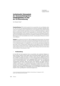 Institutionelle Hintergründe der Finanzmarktintegration: Handlungsbedarf im Zuge der EU-Osterweiterung