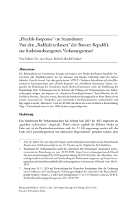 „Flexible Response“ im Staatsdienst: Von den „Radikalenerlassen“ der Bonner Republik zur funktionsbezogenen Verfassungstreue?