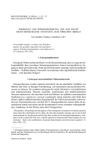 Emergenz und Personifizierung: Wie das Recht nicht-menschliche Entitäten zum Sprechen bringt
