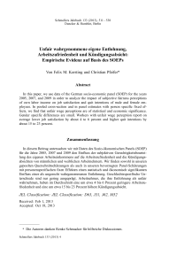 Unfair wahrgenommene eigene Entlohnung, Arbeitszufriedenheit und Kündigungsabsicht: Empirische Evidenz auf Basis des SOEPs