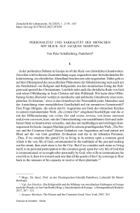Personalität und Sakralität des Menschen mit Blick auf Jacques Maritain
