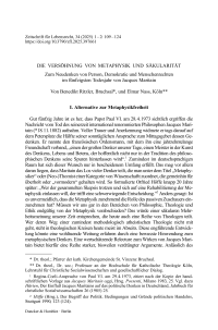 Die Versöhnung von Metaphysik und Säkularität