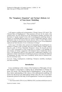The “Imaginary Organism” and Turing’s Delicate Art of Non-Linear Modelling