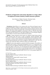 Predictors of depression and anxiety disorders in a large cohort of employed German statutory health insurance patients