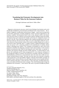 Translating Epi-Proteomic Developments into Business Value for the Insurance Industry