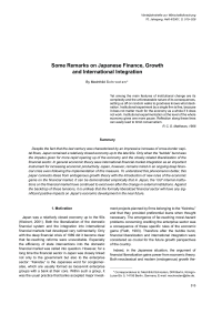 Some Remarks on Japanese Finance, Growth and International Integration