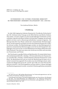 Nutzerinnen und Nutzer jüdischer Herkunft im Preußischen Geheimen Staatsarchiv 1933 – 1939/1943