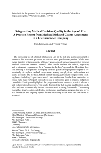 Safeguarding Medical Decision Quality in the Age of AI – A Practice Report from Medical Risk and Claims Assessment in a Life Insurance Company