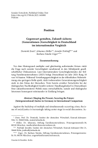 Gegenwart gestalten, Zukunft sichern: (Generationen-)Gerechtigkeit in Deutschland im internationalen Vergleich