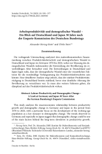 Arbeitsproduktivität und demografischer Wandel – Ein Blick auf Deutschland und Japan 30 Jahre nach der Enquete-Kommission des Deutschen Bundestags