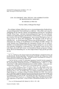 Zur Zulässigkeit der Tötung von Kombattanten im bewaffneten Konflikt